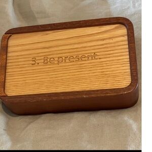 Wooden Phone “Be Present” Holder Box by Artist Mark Love 6 .5” x 4” x 2”